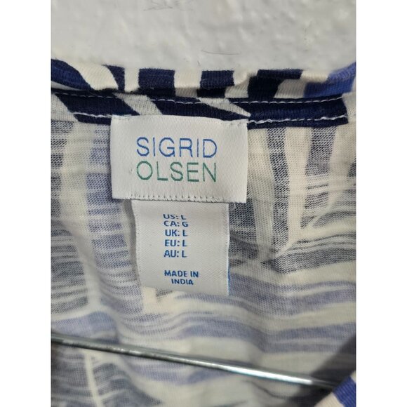 Sigrid Olsen Palm Leaf Print Shirt Womens sz Large - Picture 4 of 5